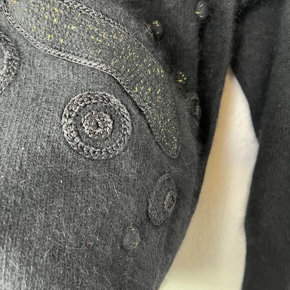 Vintage Susann D Black Lambswool Angora Rabbit Hair Blend Sweater Size L, Winter - Picture 3 of 8